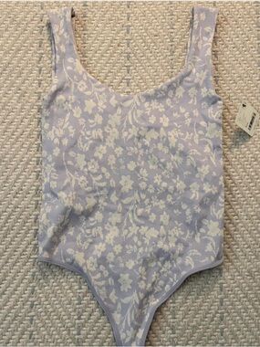 Free People Lavender Floral Jacquard Bodysuit